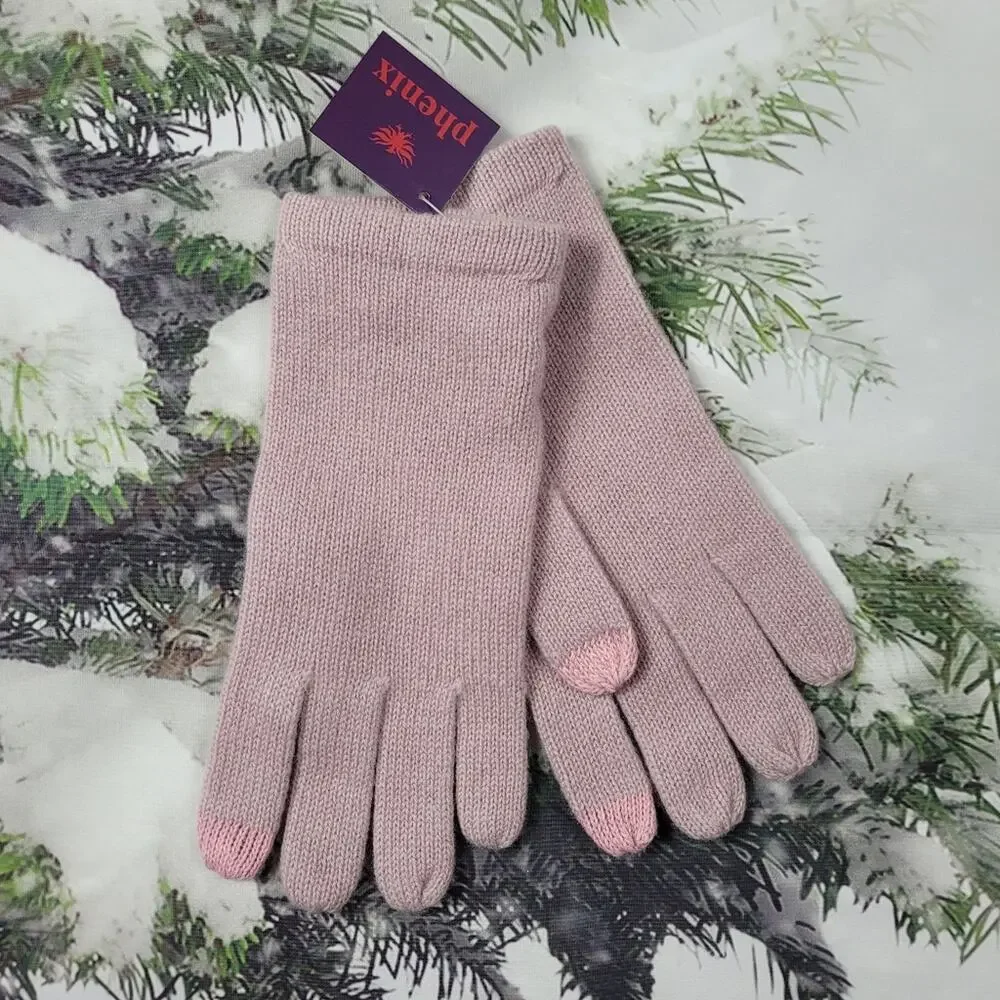 NWT Phenix Cashmere Pastel Pink Tech Gloves One Size
